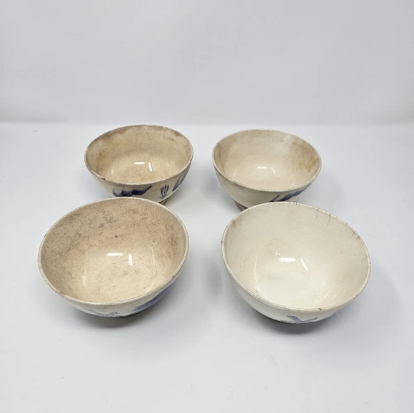 Vintage Blue Delft? Windmill Bowl Holland Scenes Set of 4 Bowls Made In Japan - Picture 2 of 12